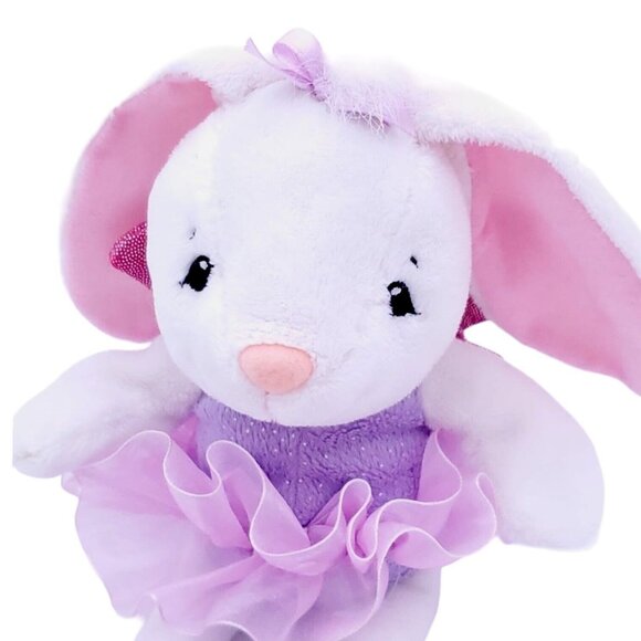 1994 The Petting Zoo White Rabbit Ballerina Beanbag Plush Purple‎ Tutu - Picture 3 of 10